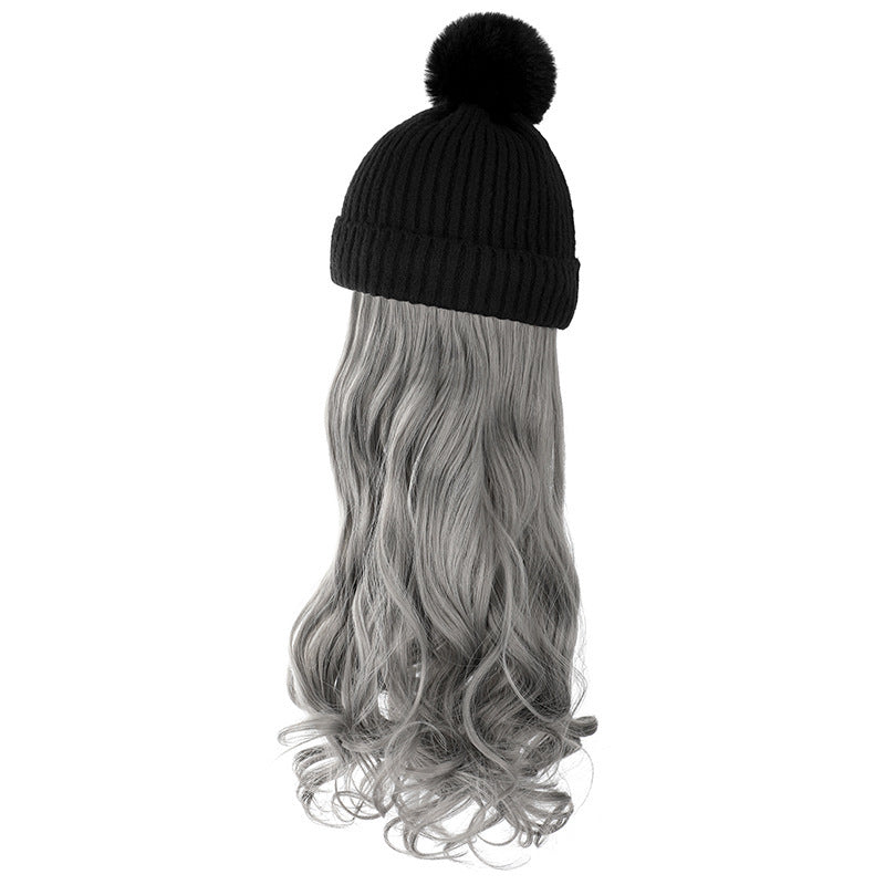 HKM-478547 Removable Woolen Cap with Long Curly Hair for Stylish Look