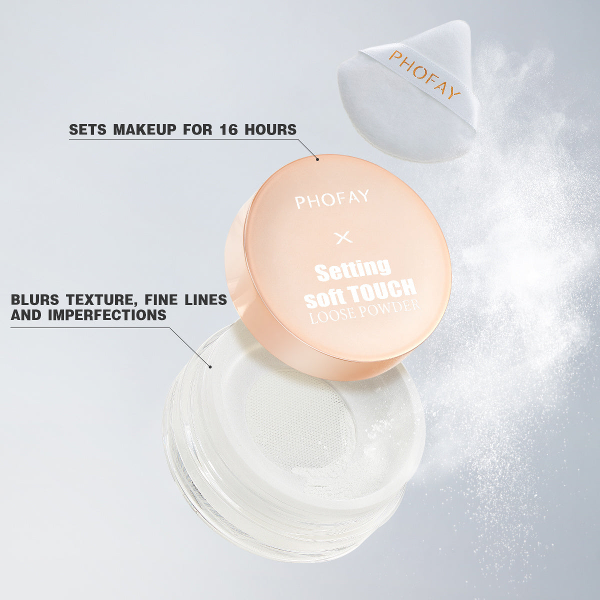 HKM-516243 Soft Touch Loose Powder - Long-lasting, Weightless & Sweatproof, 10g