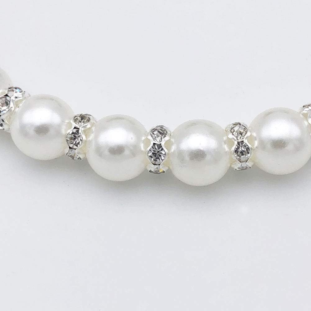 HKM-880787 Elegant Pearl and Rhinestone Dog Necklace ¨C Adjustable Bling Accessory for Small Dogs and Cats