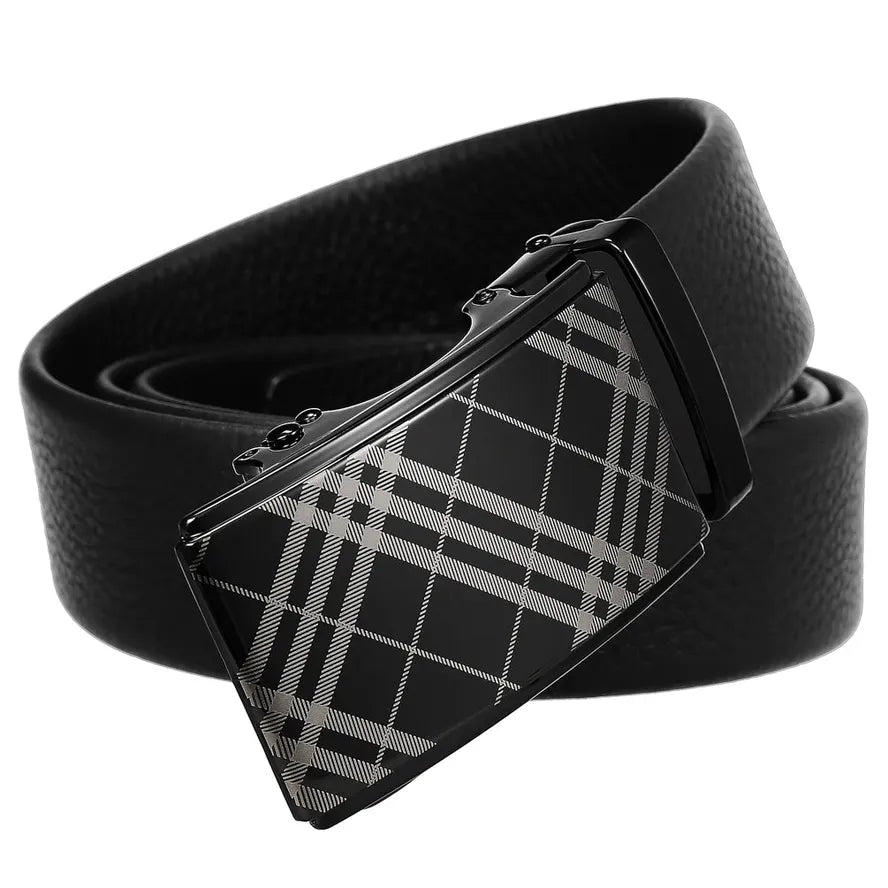 HKM-258195 Automatic Buckle Men's Belt Made of Head Layer Cowhide, Model LY36-24871-5