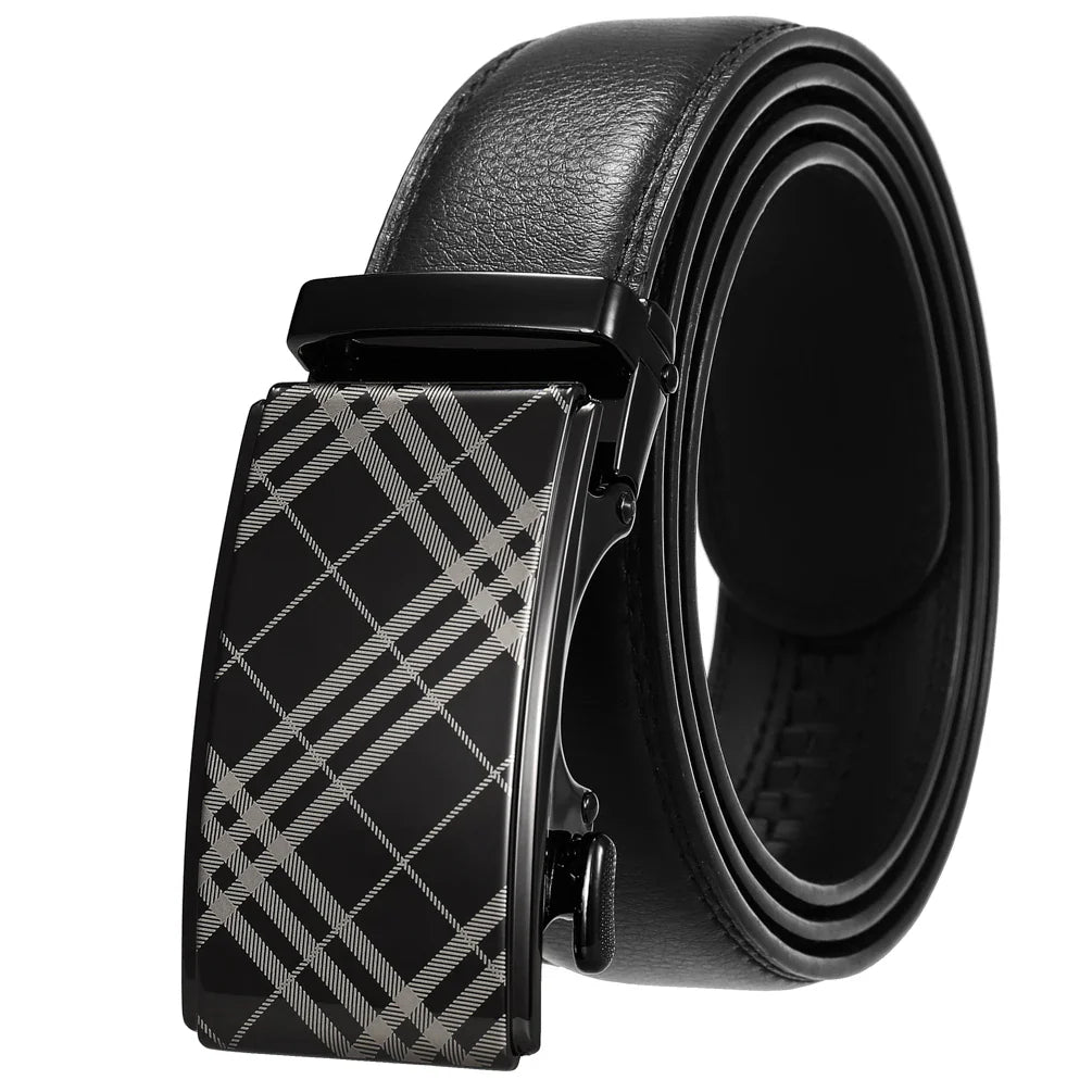HKM-258195 Automatic Buckle Men's Belt Made of Head Layer Cowhide, Model LY36-24871-5
