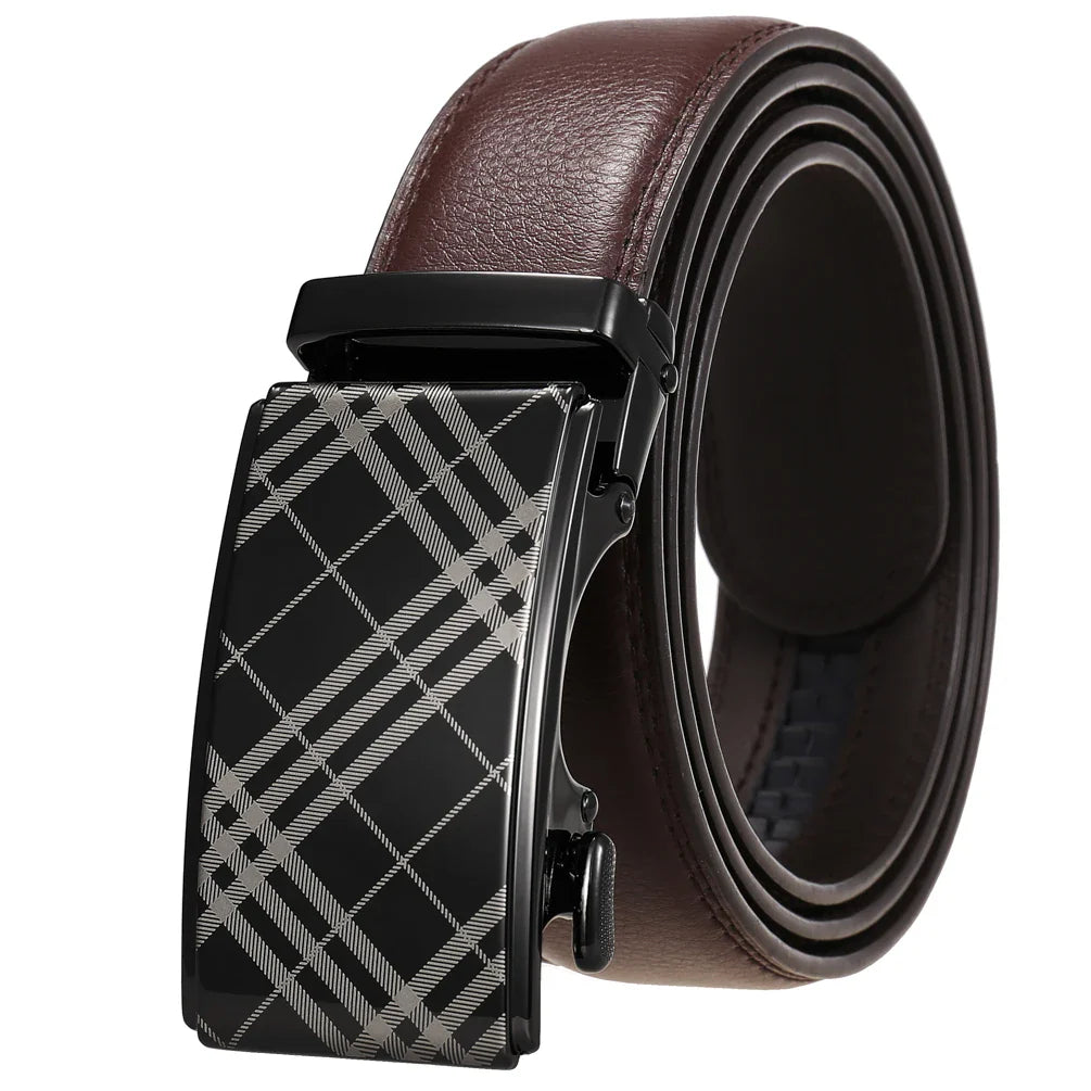 HKM-258195 Automatic Buckle Men's Belt Made of Head Layer Cowhide, Model LY36-24871-5