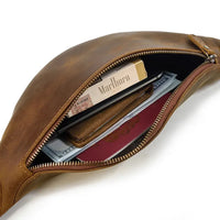 HKM-615507 Retro Genuine Leather Multifunctional Waist Bag for Men - Waterproof Chest Pack in Various Colours