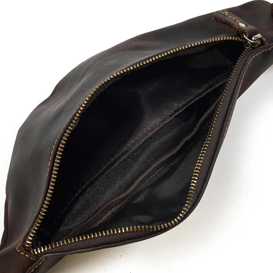 HKM-615507 Retro Genuine Leather Multifunctional Waist Bag for Men - Waterproof Chest Pack in Various Colours