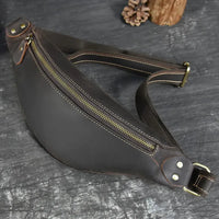 HKM-615507 Retro Genuine Leather Multifunctional Waist Bag for Men - Waterproof Chest Pack in Various Colours