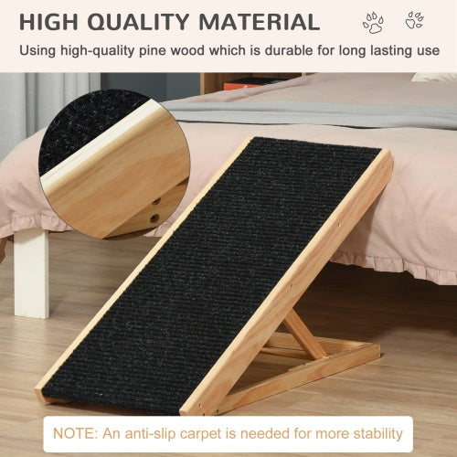 HKM-085907 Height-Adjustable and Foldable Elevated Pet Ramp for Dogs, Cats, and Rabbits, Sturdy Wood Construction