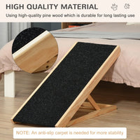 HKM-085907 Height-Adjustable and Foldable Elevated Pet Ramp for Dogs, Cats, and Rabbits, Sturdy Wood Construction