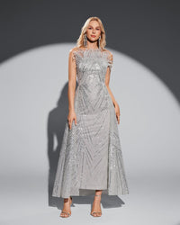 HKM-167635 Elegant Silver Evening Dress for Formal Occasions - Model EZ25018