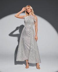 HKM-167635 Elegant Silver Evening Dress for Formal Occasions - Model EZ25018