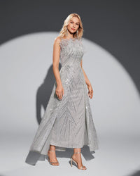 HKM-167635 Elegant Silver Evening Dress for Formal Occasions - Model EZ25018