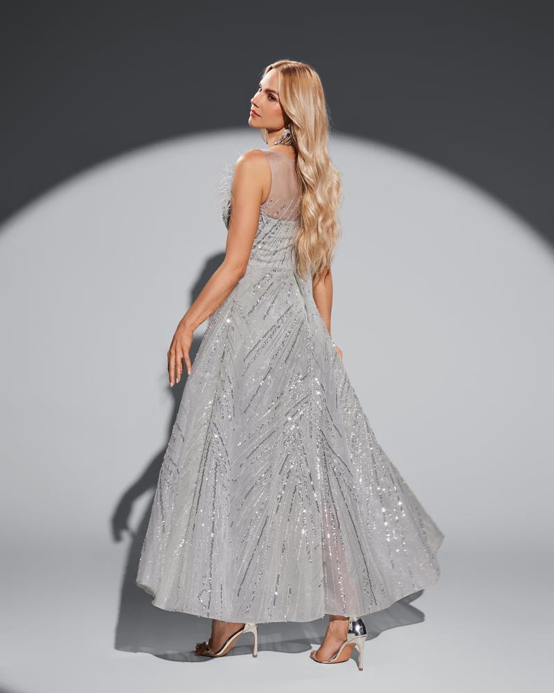 HKM-167635 Elegant Silver Evening Dress for Formal Occasions - Model EZ25018