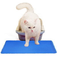 HKM-863955 Double Layer Rice-Shaped Cat Litter Mat - Waterproof, Easy to Clean, Ideal for Litter Box Area