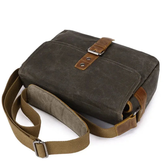 KTX-302483 Waterproof Canvas DSLR Shoulder Bag with Cowhide Leather Accents