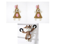 HKM-531027 Corduroy Donkey Shape Plush Chew Toy with Squeaker for Dogs and Puppies