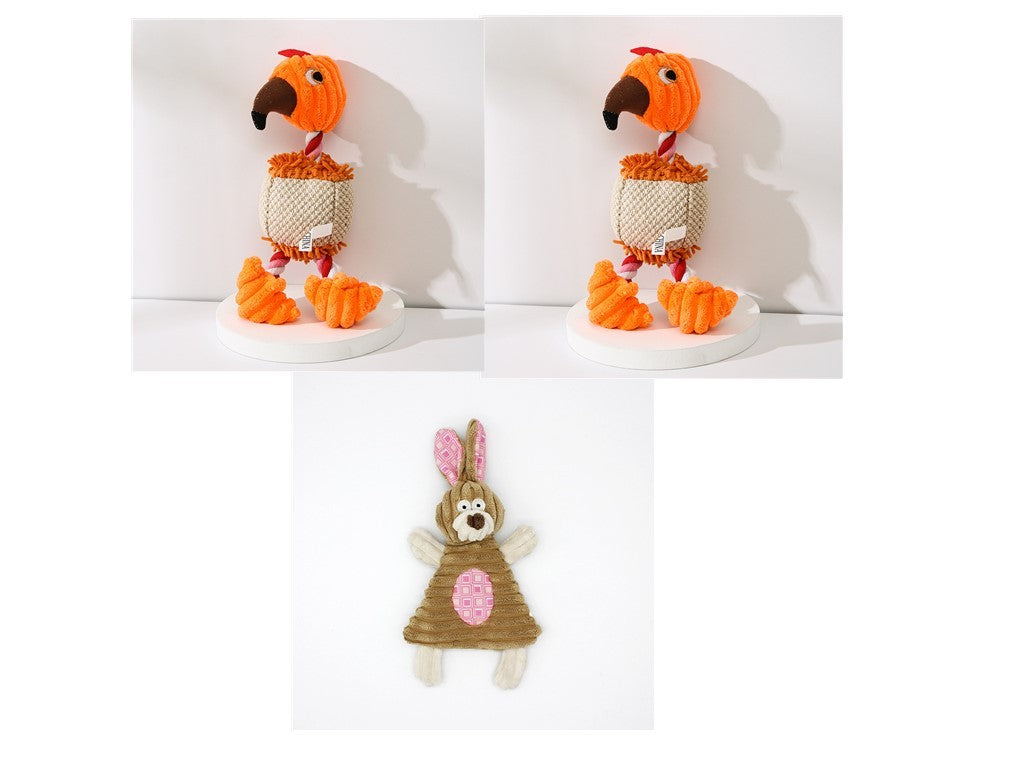 HKM-531027 Corduroy Donkey Shape Plush Chew Toy with Squeaker for Dogs and Puppies