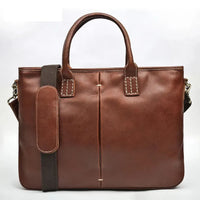 HKM-725715 Luxury Vintage Leather 14 Inch Laptop Bag for Men, Messenger Briefcase Ideal for Business Use