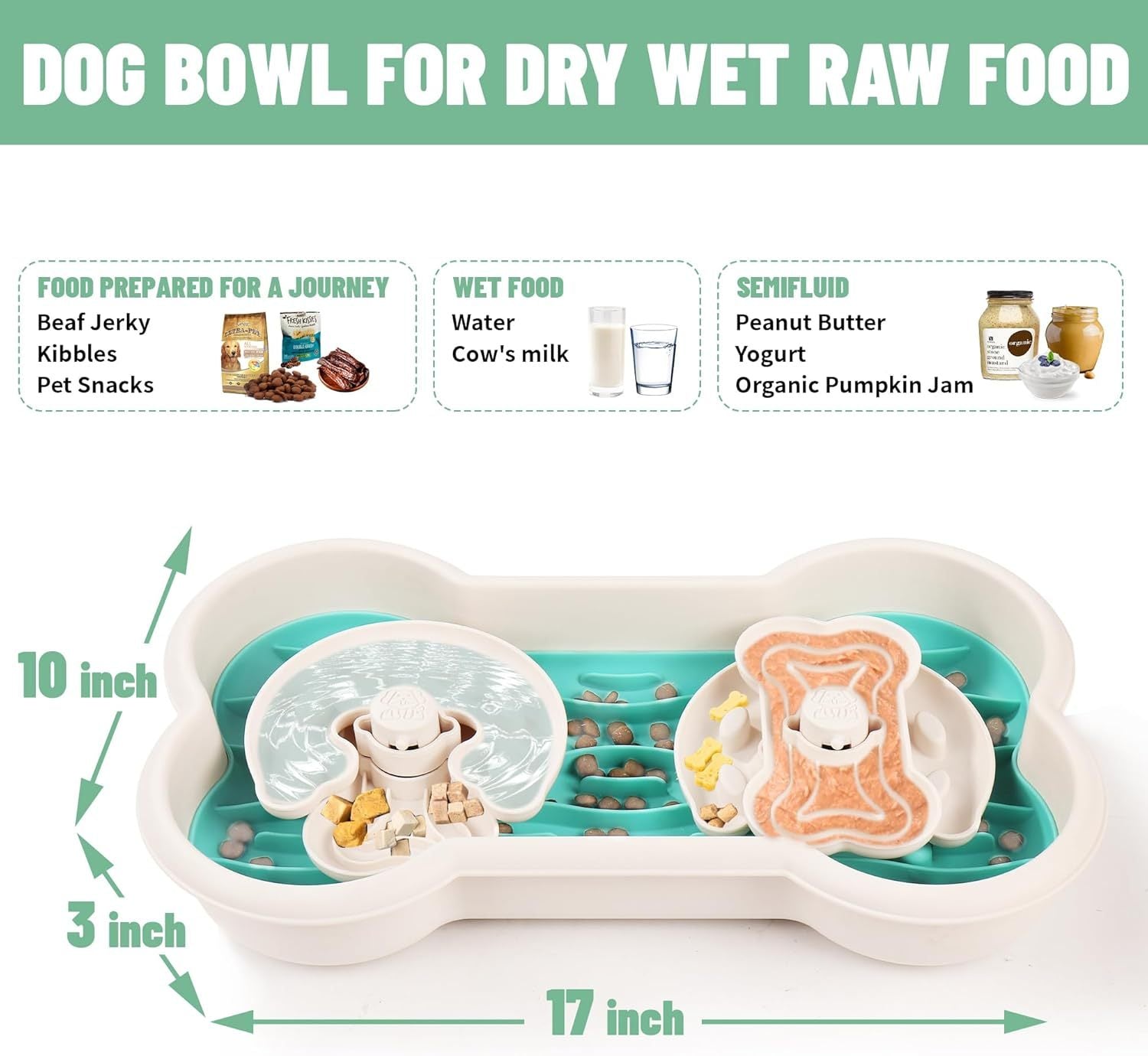 HKM-857875 Anti-Choking Slow Feeder Dog Bowl with Rotating Trays for Healthy Eating Habits - Suitable for Large Breeds