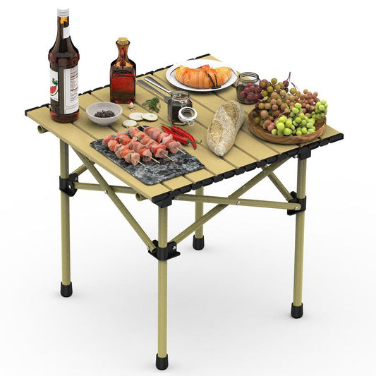 HKM-712979 Portable Folding Camping Table - Lightweight Carbon Steel Roll-up Desk for Outdoor Activities, Picnic, BBQ, and More with Carry Bag