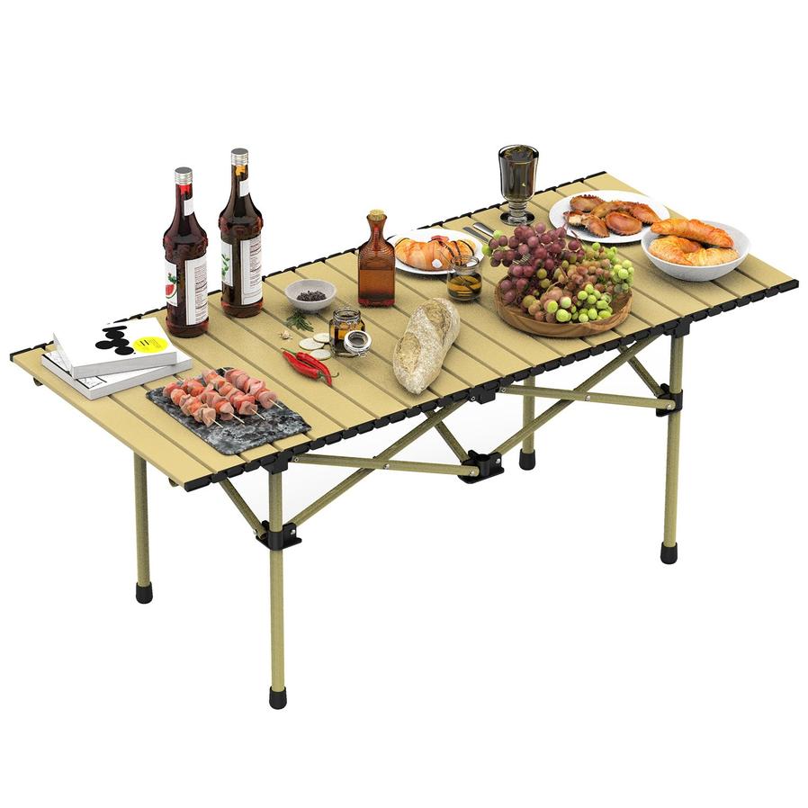 HKM-712979 Portable Folding Camping Table - Lightweight Carbon Steel Roll-up Desk for Outdoor Activities, Picnic, BBQ, and More with Carry Bag