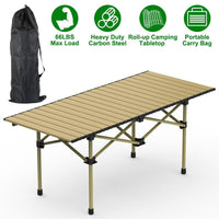HKM-712979 Portable Folding Camping Table - Lightweight Carbon Steel Roll-up Desk for Outdoor Activities, Picnic, BBQ, and More with Carry Bag
