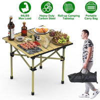 HKM-712979 Portable Folding Camping Table - Lightweight Carbon Steel Roll-up Desk for Outdoor Activities, Picnic, BBQ, and More with Carry Bag