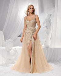 HKM-056979 Elegant Women's Golden Evening Dress - Model EZ25156