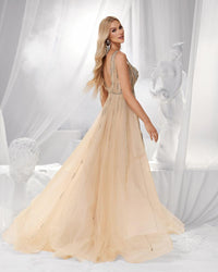 HKM-056979 Elegant Women's Golden Evening Dress - Model EZ25156