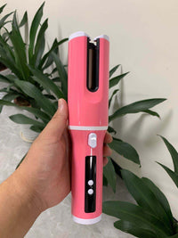 HKM-536083 Metal Automatic Curling Iron - Environmentally Friendly Alloy, Wet & Dry Use, 1-2 Min Styling Time, 5200 mA Battery, White, Pink, Green