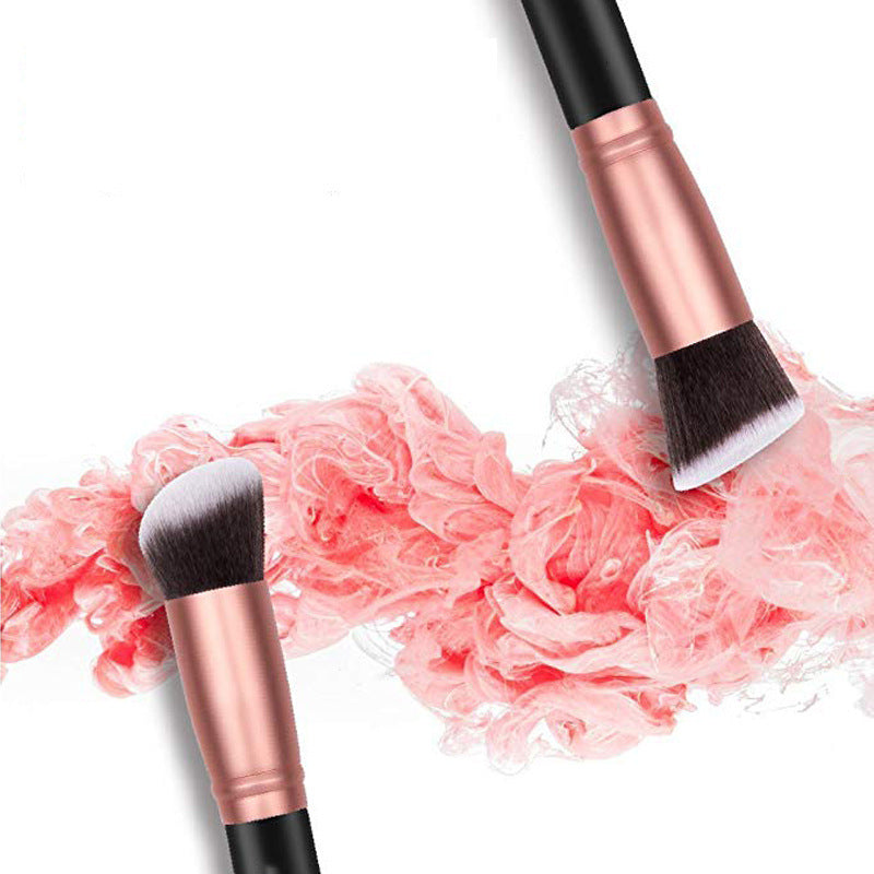 HKM-706259 14-Piece Makeup Brush Set with Wooden Handles and PU Brush Type - Includes Foundation and Eyeshadow Brushes, Portable Black Leather Bag