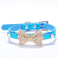HKM-449043 Rhinestone-Embellished PU Dog Collar for XS to M Sizes