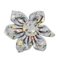 HKM-382675 Blue Floral Polyester Cotton Dog Collar and Leash Set with Accessories for Pets