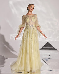 HKM-662611 Elegant Yellow Evening Gown - Style EZ25128 for Formal Events and Special Occasions