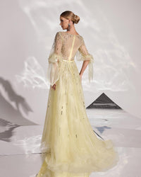 HKM-662611 Elegant Yellow Evening Gown - Style EZ25128 for Formal Events and Special Occasions