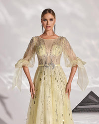 HKM-662611 Elegant Yellow Evening Gown - Style EZ25128 for Formal Events and Special Occasions