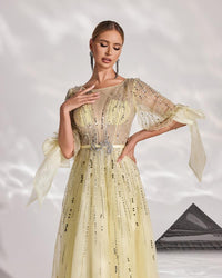 HKM-662611 Elegant Yellow Evening Gown - Style EZ25128 for Formal Events and Special Occasions