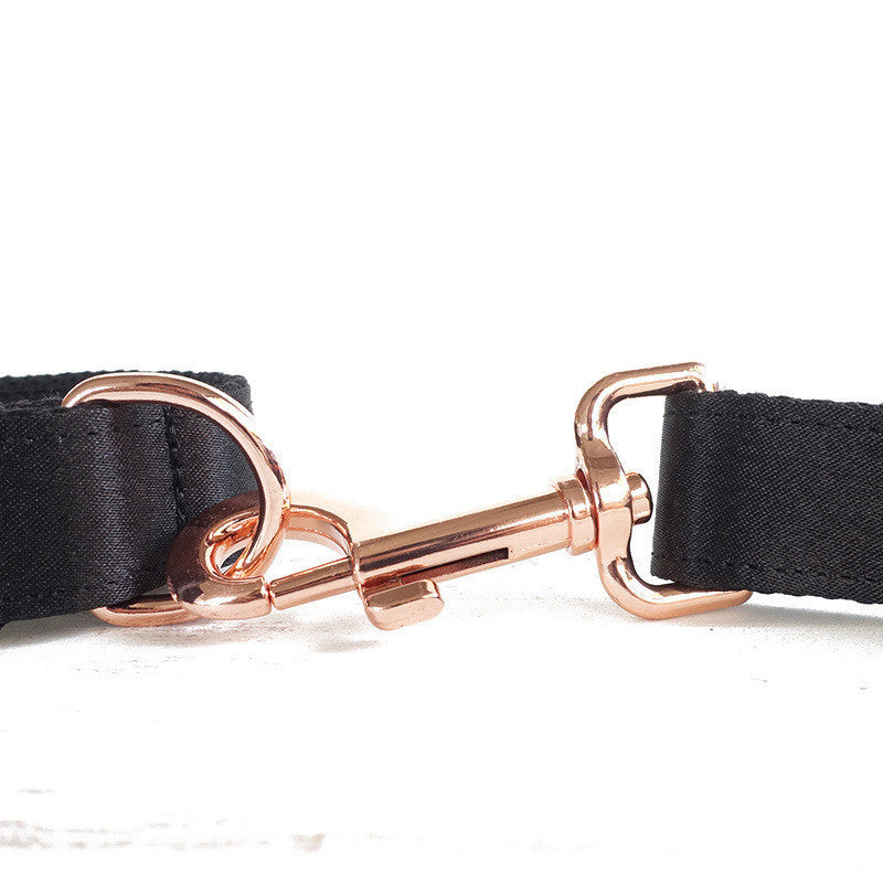 HKM-692243 Portable Polyester Dog Leash with Alloy Buckle - Non-Expandable, Available in XS to XL, Black
