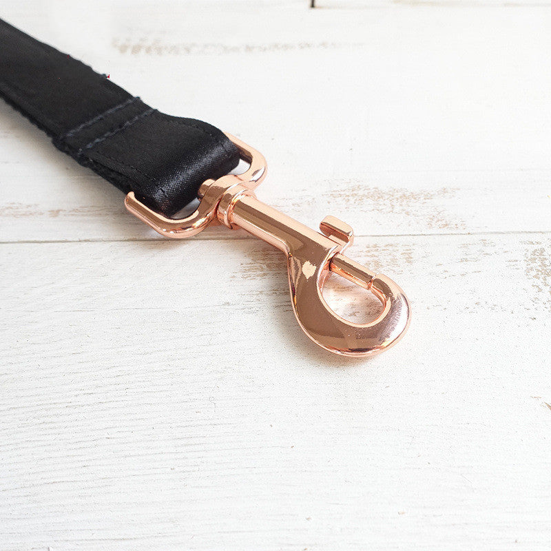 HKM-692243 Portable Polyester Dog Leash with Alloy Buckle - Non-Expandable, Available in XS to XL, Black