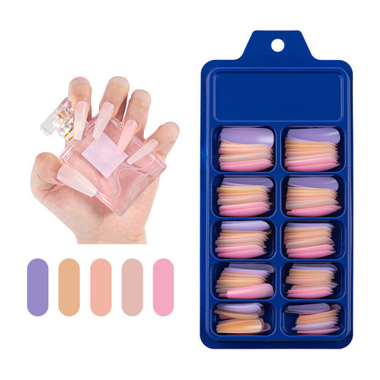 HKM-317907 Colorful Ballet Nail Set - 100 Nail Art Pieces in a Small Blue Box with Blister Packaging