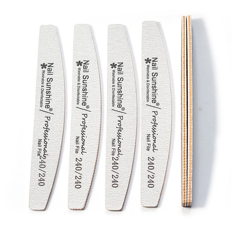 HKM-382291 Gray Half-Moon Nail File - Washable Non-Shedding Sanding Tool for Nail Care