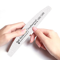 HKM-382291 Gray Half-Moon Nail File - Washable Non-Shedding Sanding Tool for Nail Care