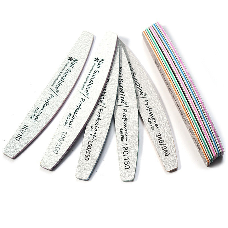 HKM-382291 Gray Half-Moon Nail File - Washable Non-Shedding Sanding Tool for Nail Care