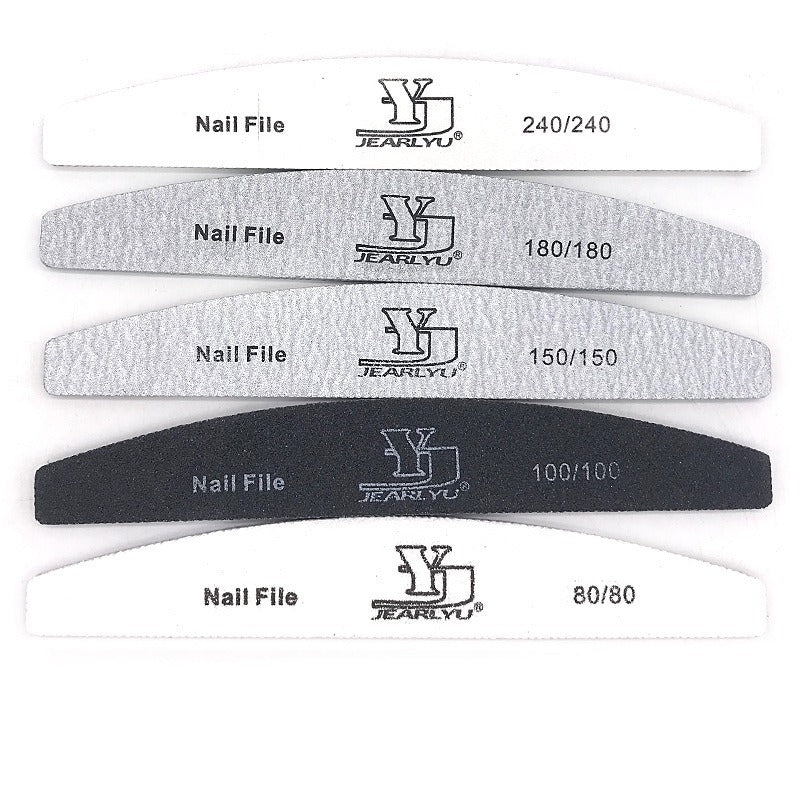 HKM-382291 Gray Half-Moon Nail File - Washable Non-Shedding Sanding Tool for Nail Care