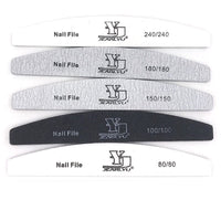 HKM-382291 Gray Half-Moon Nail File - Washable Non-Shedding Sanding Tool for Nail Care