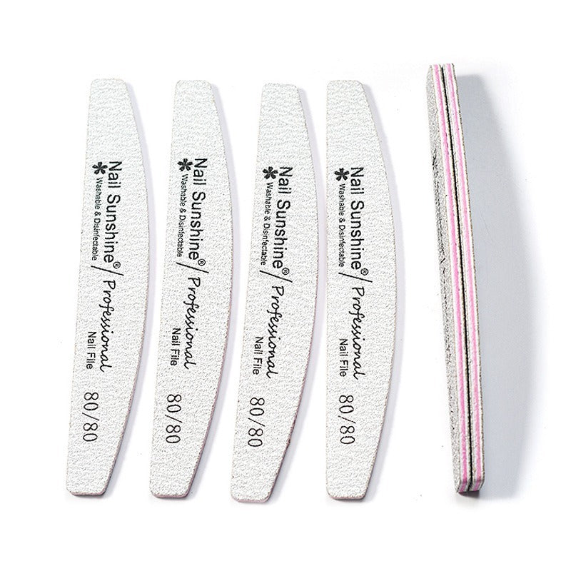 HKM-382291 Gray Half-Moon Nail File - Washable Non-Shedding Sanding Tool for Nail Care