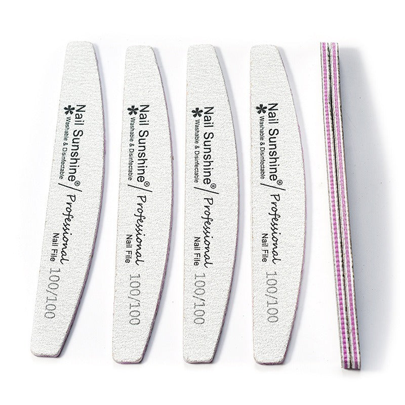 HKM-382291 Gray Half-Moon Nail File - Washable Non-Shedding Sanding Tool for Nail Care
