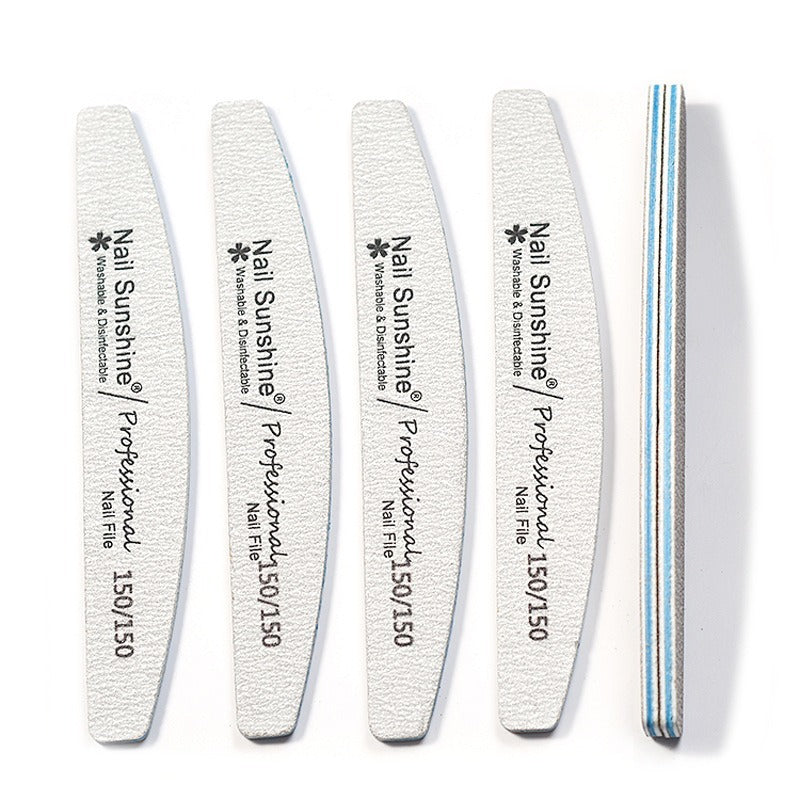 HKM-382291 Gray Half-Moon Nail File - Washable Non-Shedding Sanding Tool for Nail Care