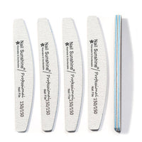 HKM-382291 Gray Half-Moon Nail File - Washable Non-Shedding Sanding Tool for Nail Care