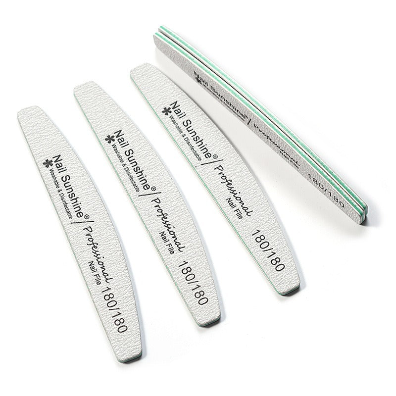 HKM-382291 Gray Half-Moon Nail File - Washable Non-Shedding Sanding Tool for Nail Care