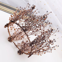 HKM-568787 Baroque Rhinestone Wedding Tiara - Elegant Gold Crown with Stunning Design