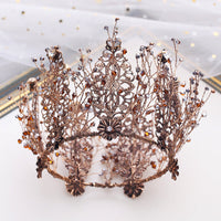 HKM-568787 Baroque Rhinestone Wedding Tiara - Elegant Gold Crown with Stunning Design